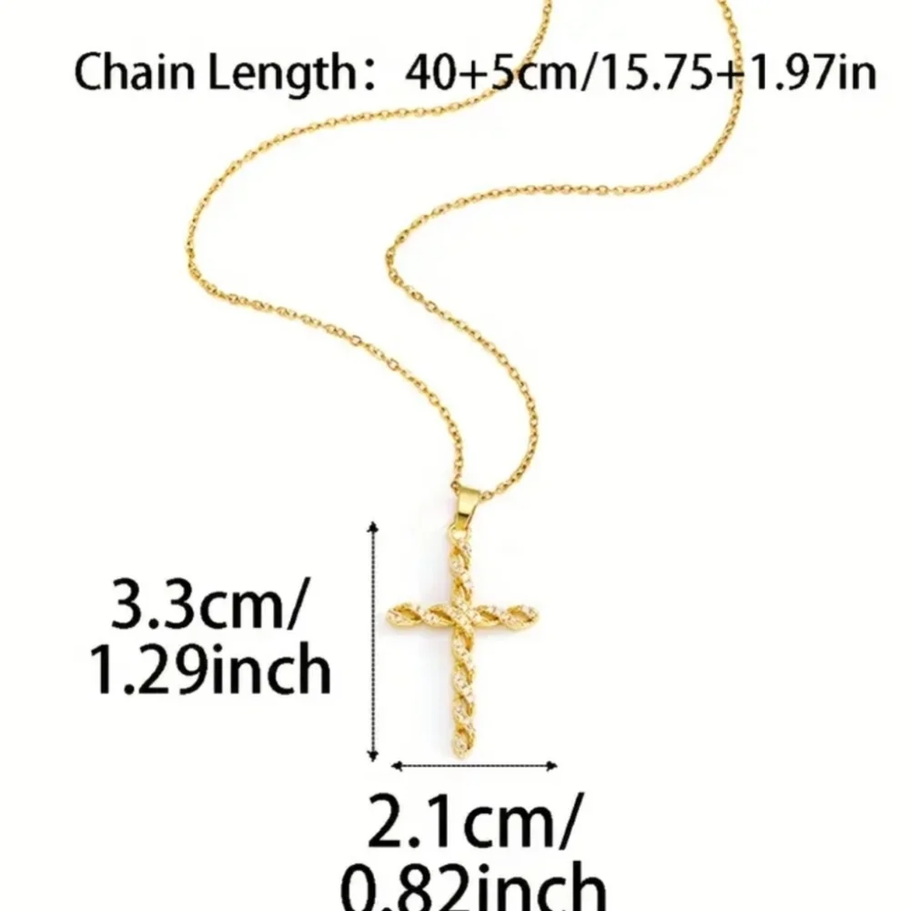 Ladies Elegant 18k Gold Plate Cross Necklace